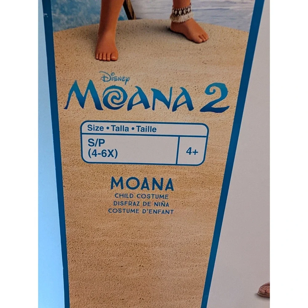 NEW Disney Moana 2 Girls Dress Costume Small Size‎ 4-6 Pretend Play Halloween - Picture 12 of 12